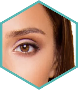 Morpheus8 skin remodelling London - hexagon crop of a woman's eye area Hexagon crop of a woman's eye area for Morpheus8 skin remodelling in London